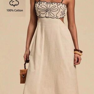 SHEIN Cream Strapless Floral Dress